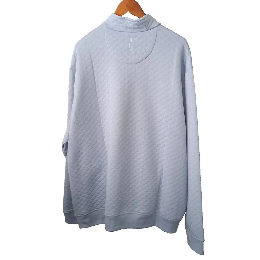 NWT RLX Ralph Lauren Quilted Quarter-Zip Pullover Blue Sweater Men's 3XL $175.00
